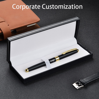 Stylos à bille métalliques de luxe, coffret cadeau d'affaires haut de gamme, logo personnalisé, stylos à signature, pointe dorée pour hommes