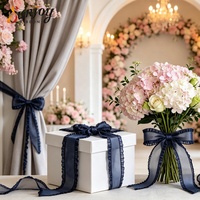 Doppelt Gekräuseltes Organza-Band 1 Zoll Champagner Gerüschter Rand Boho Hochzeit Rüschen-Organza-Band für Kerzenverpackung