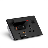 Cargador Rápido de 20W con Cable Retráctil, Enchufe de Pared con 3 Tomas, 1 Puerto USB-A y 1 Puerto USB-C, Enchufe de Pared Multifuncional