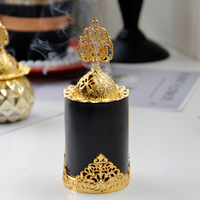 Brûleur d'encens en métal doré de luxe, brûleur blanc et noir, encens arabe, vente en gros à Dubaï
