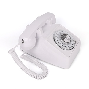 Teléfono con cable de plástico ABS blanco, estilo vintage, con teclado giratorio, función de rellamada, altavoz, estilo antiguo, con cable LAN, teléfono fijo - Product Image 3