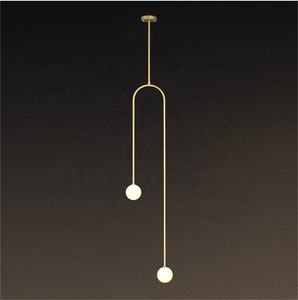 Boule de verre nordique lampes suspendues chambre chaude lampes de chevet Art Restaurant salon Bar Double tête lampes suspendues décor luminaire - Product Image 1