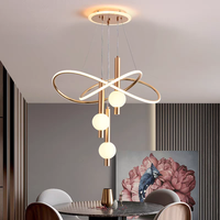 Lustre suspendu LED moderne, style nordique, or, noir, blanc, pour îlot de cuisine, salle à manger, salon ou restaurant