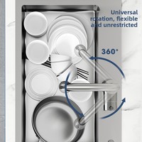Robinet de cuisine moderne monotrou en acier inoxydable 304, mitigeur eau chaude/froide, à poser sur plan, avec douchette extractible, finition brossée