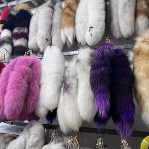 毛皮の尾のキーリング動物の尾装飾アクセサリー天然毛皮の尾のキーチェーン卸売染め色 - Product Image 5