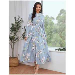 ชุดเดรสแขนยาวผ้าชีฟองสำหรับผู้หญิงชุดเดรสแขนยาวพิมพ์ลายดอกไม้โบฮีเมียนสำหรับฤดูร้อน - Product Image 1