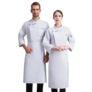 Hersteller Weiße Farbe Poly Baumwolle Hotel/Restaurant Chef Uniform Twill Stoff weiße Koch jacke