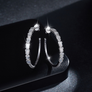 Boucles d'oreilles créoles brillantes de haute qualité, bijoux de mode - Product Image 4