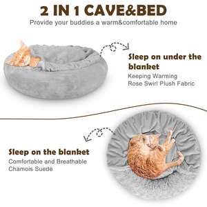 Lit pour animaux de compagnie ultra moelleux et bouclé pour chiens et chats, lit rond pour chien avec housse amovible et lavable - Product Image 4