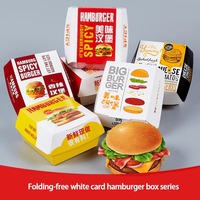 Personalizable Desechable Blanco Corrugado Hamburguesa Para Llevar Caja de Hamburguesa Laminación Mate Relieve Plegable Carpeta Tipo de Embalaje