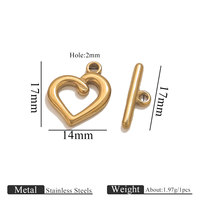 D701 Fermoirs OT en acier inoxydable plaqué or 18 carats, connecteurs pour bracelets et colliers, boucle OT en forme de cœur pour la fabrication de bijoux