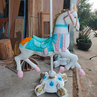 Carrousel gonflable de noël, équipement de parc d'attractions rond, cheval, accessoires
