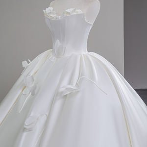 <span class=keywords><strong>Robe</strong></span> de mariée <span class=keywords><strong>chic</strong></span> en satin avec petites fleurs, sans manches, <span class=keywords><strong>robe</strong></span> de mariée couture, robes couture Sfy58 - Product Image 4