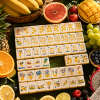 Tuiles de Mahjong Personnalisées avec Logo Imprimé Motif Fruits, Ensemble de Mahjong en Acrylique et Mélamine, Fabricant de Jeux de Société en Gros