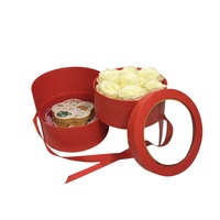 Boîtes à fleurs rondes à double couche rotatives faites à la main de luxe pour la Saint-Valentin, emballages cadeaux pour la fête des mères, boîtes sucrées