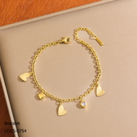 Bracelet Pendentif Fleur Cœur en Zircon Plaqué Or 18 carats en Acier Inoxydable Anti-corrosion, Bijoux pour Femme, Mode Transfrontalière