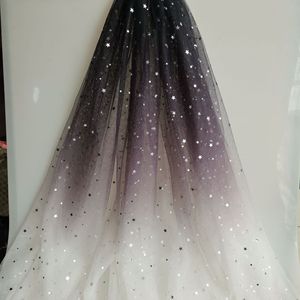 ผ้าตาข่ายโพลีเอสเตอร์อเมริกันแบบใหม่ ขายดี ลายพิมพ์ไล่เฉดสีรูปดาวและพระจันทร์ สำหรับกระโปรงเด็ก - Product Image 5