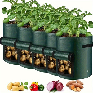 Sacs <span class=keywords><strong>de</strong></span> culture en tissu non tissé en polyester respirant, écologiques et réutilisables, pots <span class=keywords><strong>de</strong></span> pépinière <span class=keywords><strong>de</strong></span> 3 gallons pour plantes, racines saines - Product Image 5