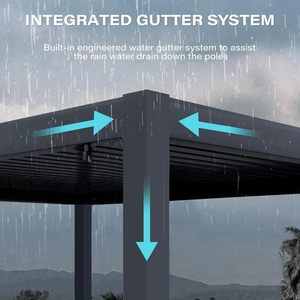 Pergola bioclimatique <span class=keywords><strong>en</strong></span> <span class=keywords><strong>aluminium</strong></span> <span class=keywords><strong>pour</strong></span> extérieur 7x4m, couverture motorisée, imperméable, gazebo <span class=keywords><strong>pour</strong></span> terrasse, toit <span class=keywords><strong>pour</strong></span> véranda - Product Image 4