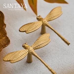Santaya Brushed Brass Handles Dragonfly Shaped for Kitchen Cabinets Bedroom Wardrobe Drawer <strong>Knobs</strong> and Furniture Handle - Product Image 6