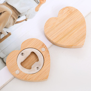Natural Bamboo <strong>Fridge</strong> Heart-shaped Bottle Opener <strong>Custom</strong> Logo Beer Opener Bar Kitchens Parties Bottle Opener With <strong>Magnet</strong> - Product Image 3