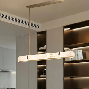 Lustre linéaire nordique en albâtre, luminaires suspendus pour îlot de <span class=keywords><strong>cuisine</strong></span>, table à manger moderne de luxe, lustre en albâtre naturel d'Espagne - Product Image 3