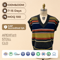 Gilet pull homme personnalisé anti-rides respirant à rayures avec logo brodé style Old Money automne col en V style preppy