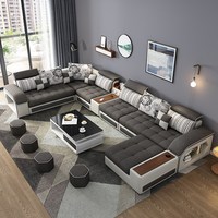 Kleine und Mittelgroße Stoffsofa-Kombination, Modernes Ecksofa für das Wohnzimmer, Sofa aus Wasserdichtem Technologie-Stoff