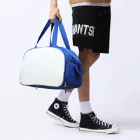 Sac de sport de danse avec logo personnalisé sac de voyage fourre-tout Oxford en polyester bleu avec sublimation de sacs à bagages de style tendance