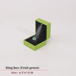 Wholesale Custom Logo Jewelry Velvet Necklace Bracelet Packaging Box With Lighting Black Plastic Led Earrings Ring Jewelry Box