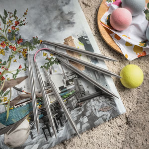 Aiguille à tricoter manuelle en acier inoxydable creux, courte et circulaire de 10 cm, style simple, pour le bricolage - Product Image 3