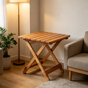 Table d'appoint rustique haut de gamme en bois de sapin recyclé avec des marques de caractère naturel pour un style campagnard authentique - Product Image 3