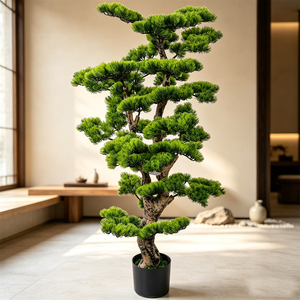 Grand arbre artificiel de pin bonsaï en pot, sur pied, pour la décoration intérieure et extérieure, idéal pour <span class=keywords><strong>les</strong></span> halls d'hôtel et <span class=keywords><strong>les</strong></span> salons. - Product Image 2