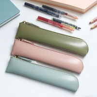 Étuis à crayons vintage en cuir PU, sacs à crayons créatifs à fermeture éclair, porte-stylos pour étudiants, fournitures scolaires Kawaii
