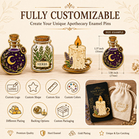 Fournisseur OEM en gros : Badges, épingles et broches en métal émaillé, design fêtes et Halloween, motifs bouteilles de potion d'apothicaire et herbes, avec logo personnalisé, pour revers, cadeau