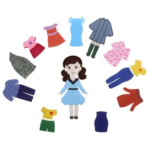 Mini Felt Doll Dressアップ人形セットフェルト人形プレイセット子供ドレスアップ布のおもちゃ