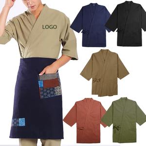 Tenue de travail unisexe pour serveurs de sushi, uniforme de chef en coton tissé lavé de style <span class=keywords><strong>japonais</strong></span> pour <span class=keywords><strong>restaurant</strong></span> - Product Image 1