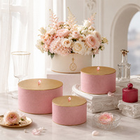 Boîte à fleurs ronde en velours de haute qualité personnalisée OEM avec couvercle doré, boîte cadeau ronde en velours pour fleurs, boîte ronde en velours pour roses