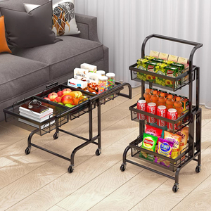 Carrito <span class=keywords><strong>de</strong></span> Supermercado Multifuncional <span class=keywords><strong>de</strong></span> 3 Niveles, con Ruedas con Frenos, Plegable, para Uso Comercial - Product Image 1