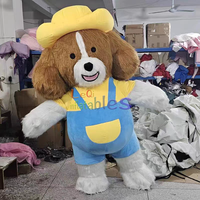 Costume animal gonflable de mascotte de personnage de dessin animé chien mignon avec le costume de mascotte de chapeau mascotte gonflable pour des vacances