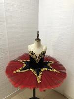 Usine Vente Chaude Filles Professionnel Ballet Tutu Rouge et Noir Pancaked Tutu Danse Costumes De Scène