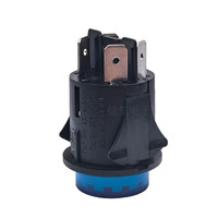Interruptor de Botón Pulsador Redondo de 25 mm, 16A250VAC T105 RL5-121, Encendido/Apagado, Bloqueo Automático, Luz Azul, con Tapa de PVC, Impermeable
