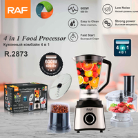 RAF R.2873 4-in-1 Voedselprocessor 600W Blender Blender Hakselaar Stille werking Snelle start Gemakkelijk schoon te maken Multifunctioneel keukenapparaat