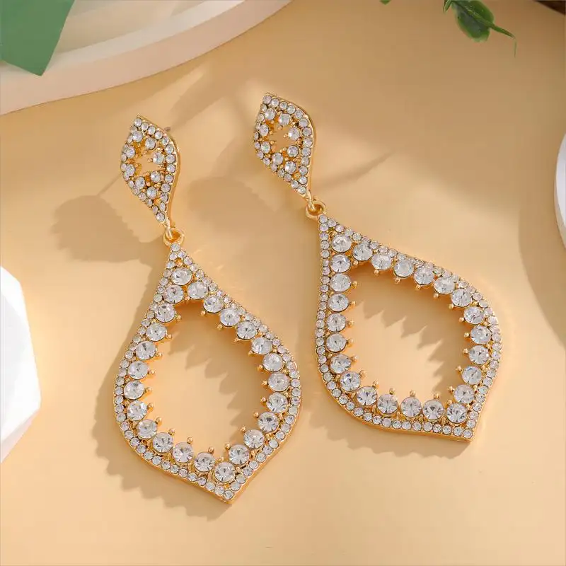 Modische Schmucktropfenförmige Diamantsohrringe Vintage-Alloy-Ohrringe für Damen
