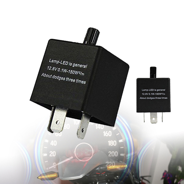 Adjustable 12.8V LED Turn Signal Flasher Relay for Car & Motorcycle Auto Electronic Controller with 3-Pin Blinker Light