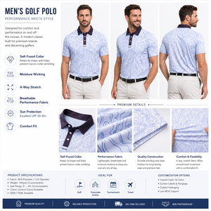 Polos de <span class=keywords><strong>Golf</strong></span> Personalizados con Logotipo Bordado para Hombre, 220GSM, <span class=keywords><strong>Manga</strong></span> Corta, Ventilados, con Estampado Completo, Ropa de <span class=keywords><strong>Golf</strong></span> de Alto Rendimiento - Product Image 2