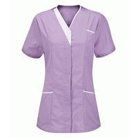 Tunique d'infirmière pour femmes, hauts de travail à manches courtes, blouse, salopette de salon de beauté, uniformes médicaux, dentaires, vétérinaires, fabricant d'uniformes pour soignants
