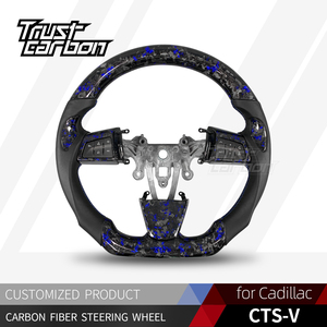Volante Deportivo Personalizado de Fibra de Carbono Forjado Sapphire para <span class=keywords><strong>Cadillac</strong></span> <span class=keywords><strong>CTS</strong></span>-V ATS CT4 CT5 SLS 08-14 con Empuñaduras de Cuero Auténtico - Product Image 2