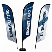 Drapeau publicitaire personnalisé en forme de lame, drapeau de plage avec mât en fibre de verre, ensemble complet pour événements professionnels
