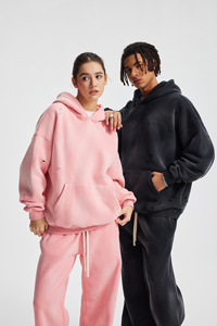 Conjunto de Sudadera con Capucha de Forro Polar de 360 g/m², Personalizada, Extra Grande, Lavada con Piedras, Lavada con Ácido, Estilo Vintage, Desgastada, Unisex, para Hombre y Mujer - Product Image 4